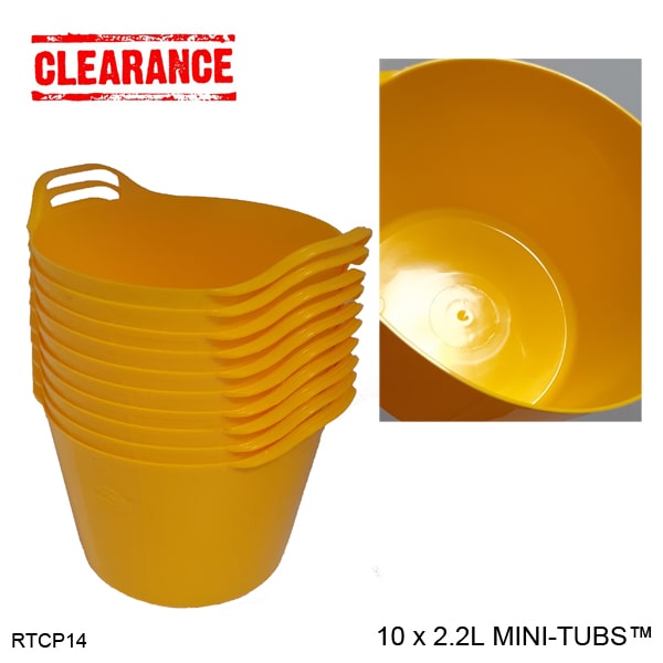 2.2 Litre Rainbow Mini-Tubs - Pack of 10 Yellow - SLIGHT SECONDS